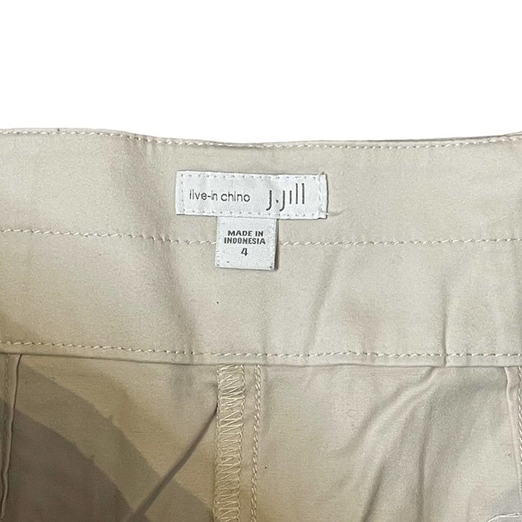 J.Jill Live In Chino Pencil Skirt Two Button Stretch Beige Split Back Women Sz.4 - Picture 7 of 8